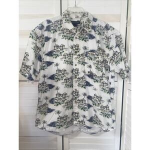 Crossings Men's Shirt Hawaiian Tropical Print Hawaiian Button Down Sz Large